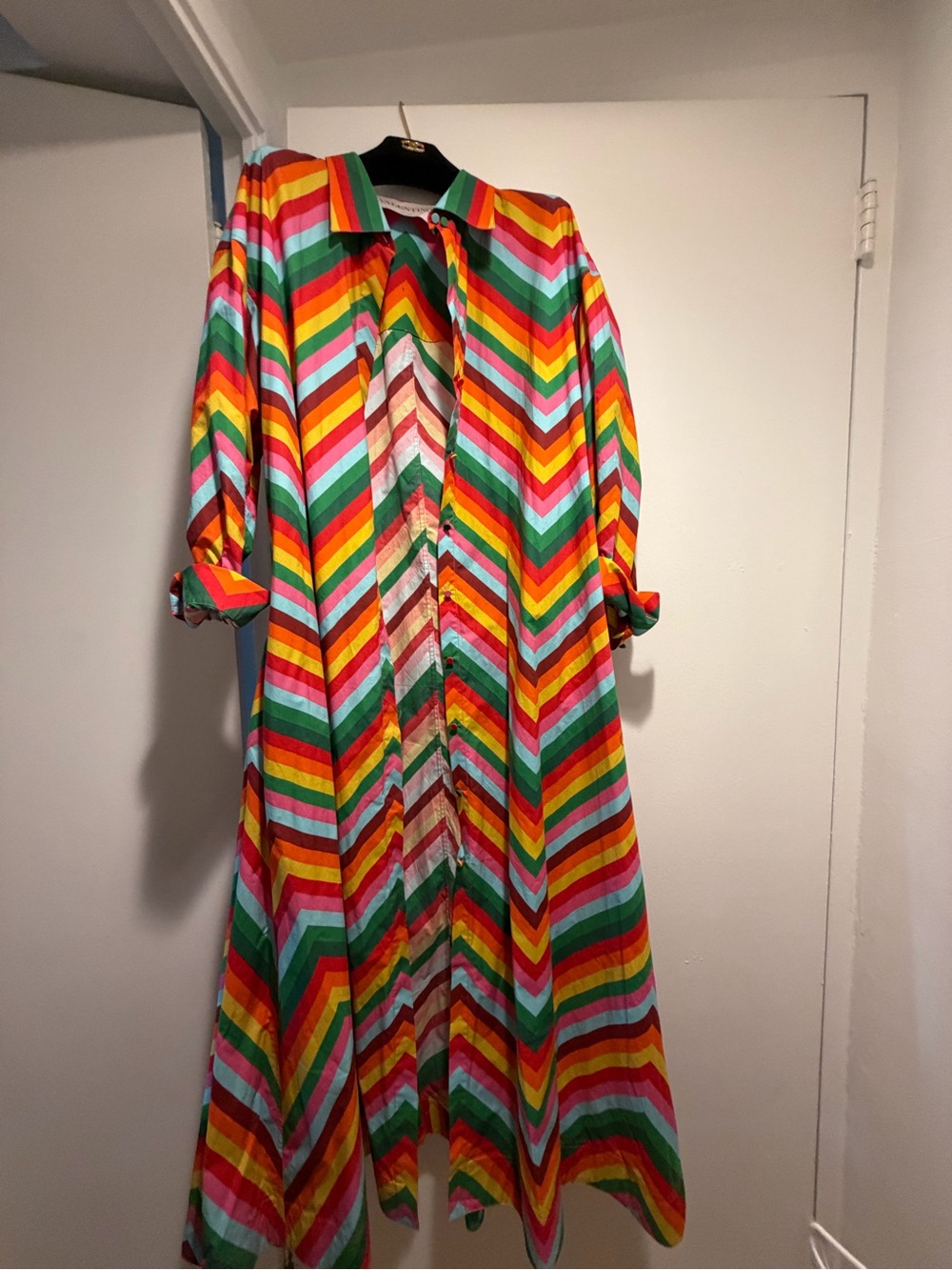 Valentino Multicolor Chevron Maxi Dress